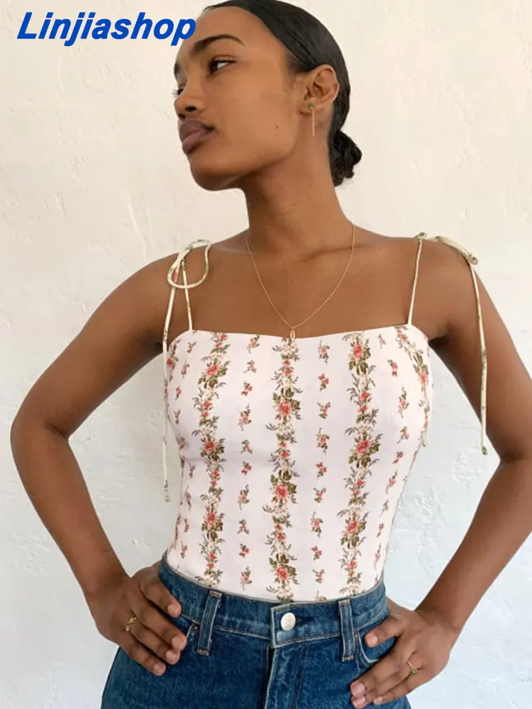 

Летний женский Топ без бретелек с цветочным принтом