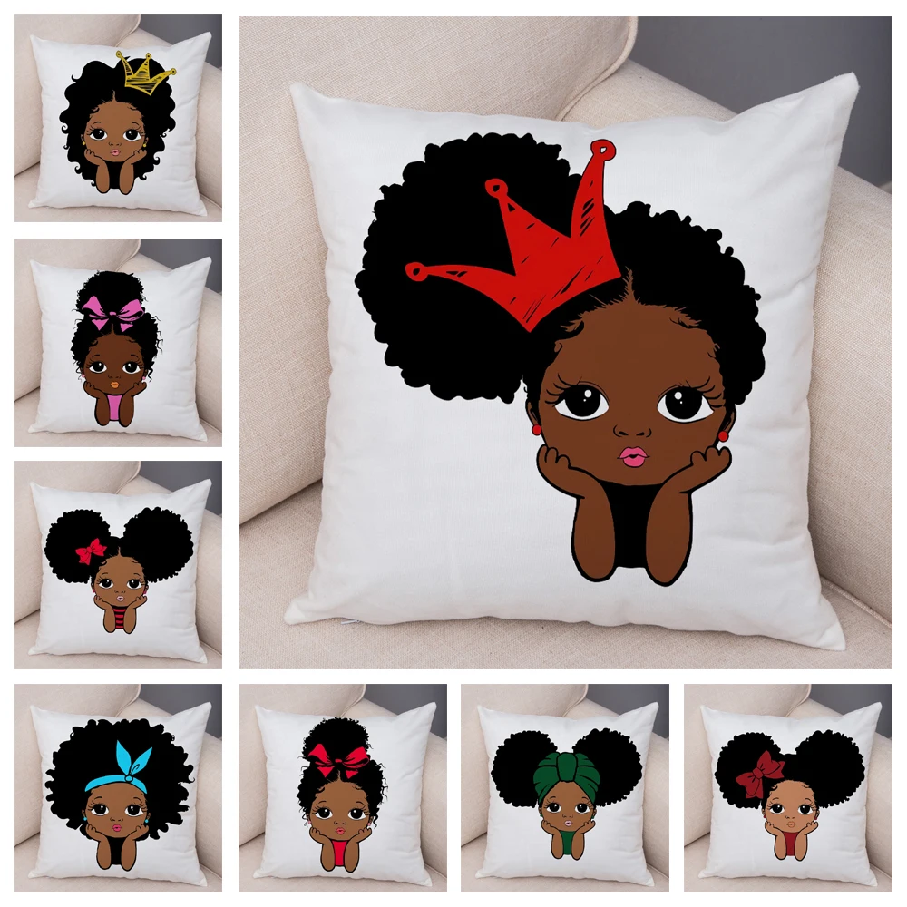 

Africa Baby Cushion Cover for Sofa Home Children Room Decor Cute Cartoon Girl Pillow Case Soft Short Plush Pillowcase 45x45cm