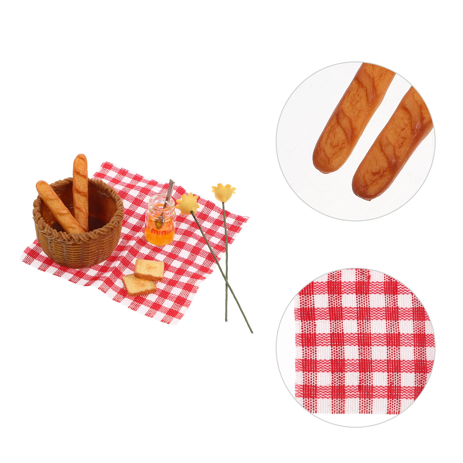 

Mini Food Toys Bread Basket Kids Plaything Resin House Accessories Ornament Child