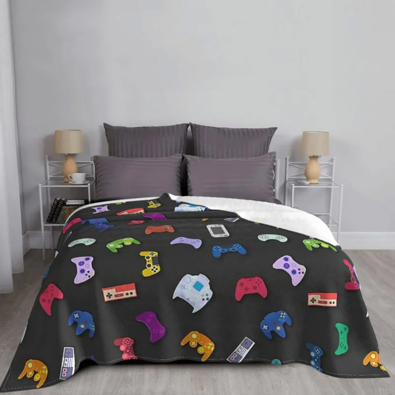 

Video Game Controller Blanket Flannel Winter Portable Lightweight Throw Blankets for Bedding Bedroom Bedspread