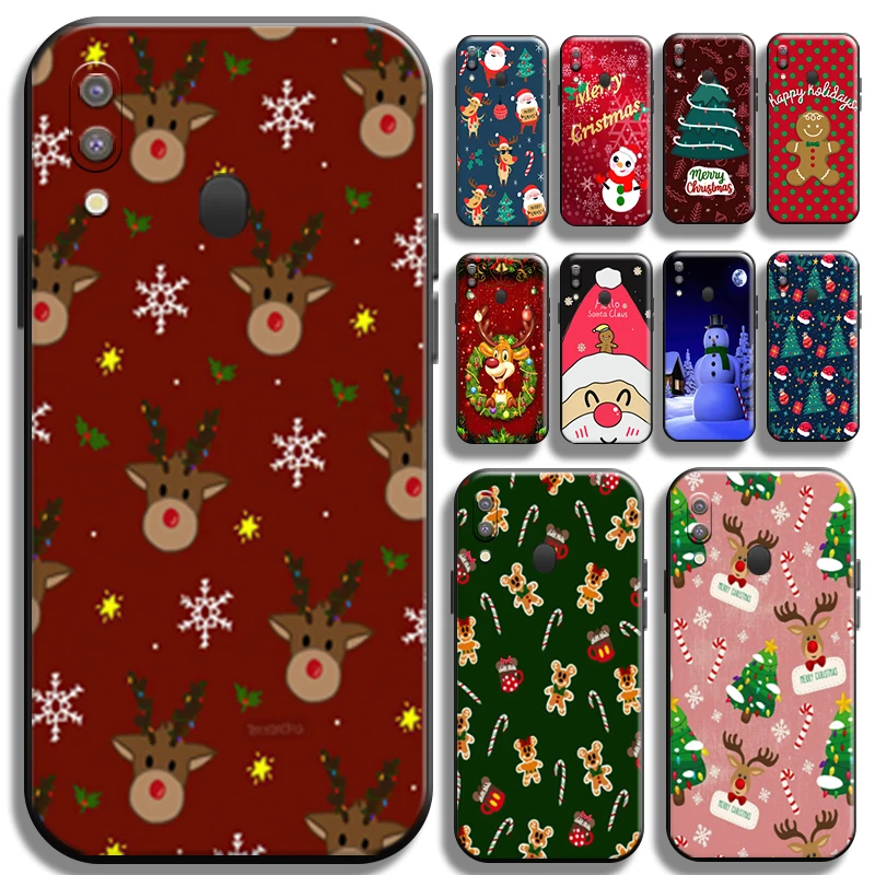 

Santa Claus Christmas Reindeer For Samsung Galaxy M20 Phone Case TPU Full Protection Liquid Silicon Carcasa Black Shockproof