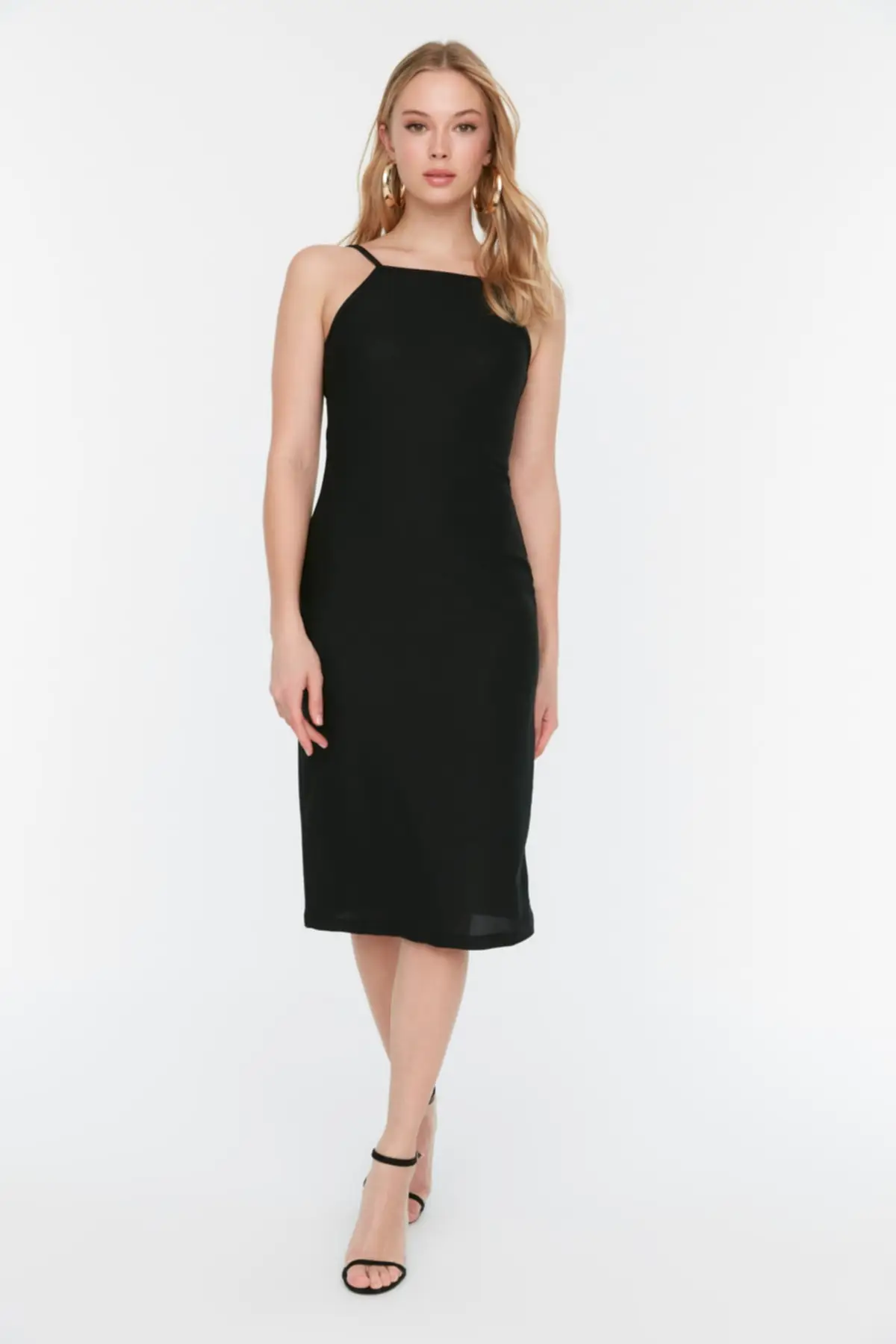 

Women's Dress Black Strap Knitted Elegant Fashion Casual Casual Casual Casual Casual Boho Beach Dress Dress