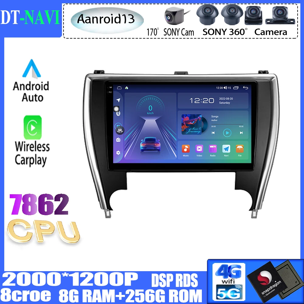 

Android 13 For Toyota Camry 7 XV 50 55 2014 - 2017 Car Radio Multimedia Video Player Navigation GPS WIFI 4G DSP No 2Din 2Din DVD