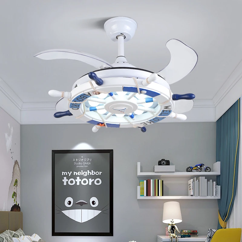 

Art Led Chandelier Pendant Lamp Ceiling Fan Light Nordic Kids Bedroom Decor Dining Room Remote Control For Living
