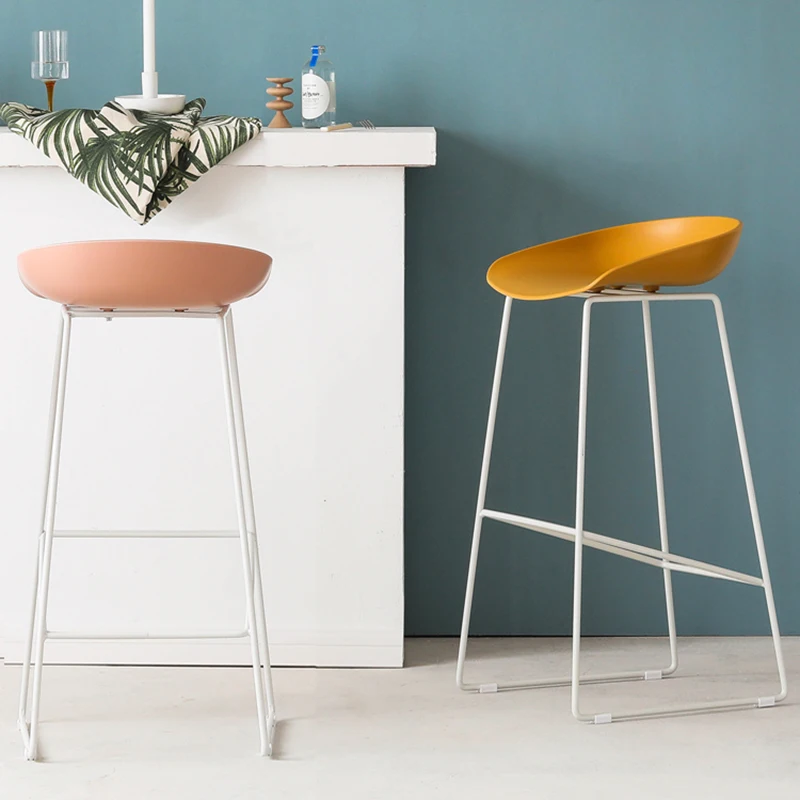 

Metal Minimalist Designer Bar Chairs Dining High Counter Modern Pink Bar Chairs Plastic Outdoor Silla De Bar Bar Furniture HY
