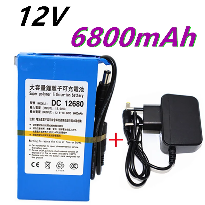 

100% neue DC 12V 6800MAH Hohe Kapazität Lithium-ionen akku AC Ladegerät (US/EU Stecker heißer Verkauf Förderung kostenloser drop