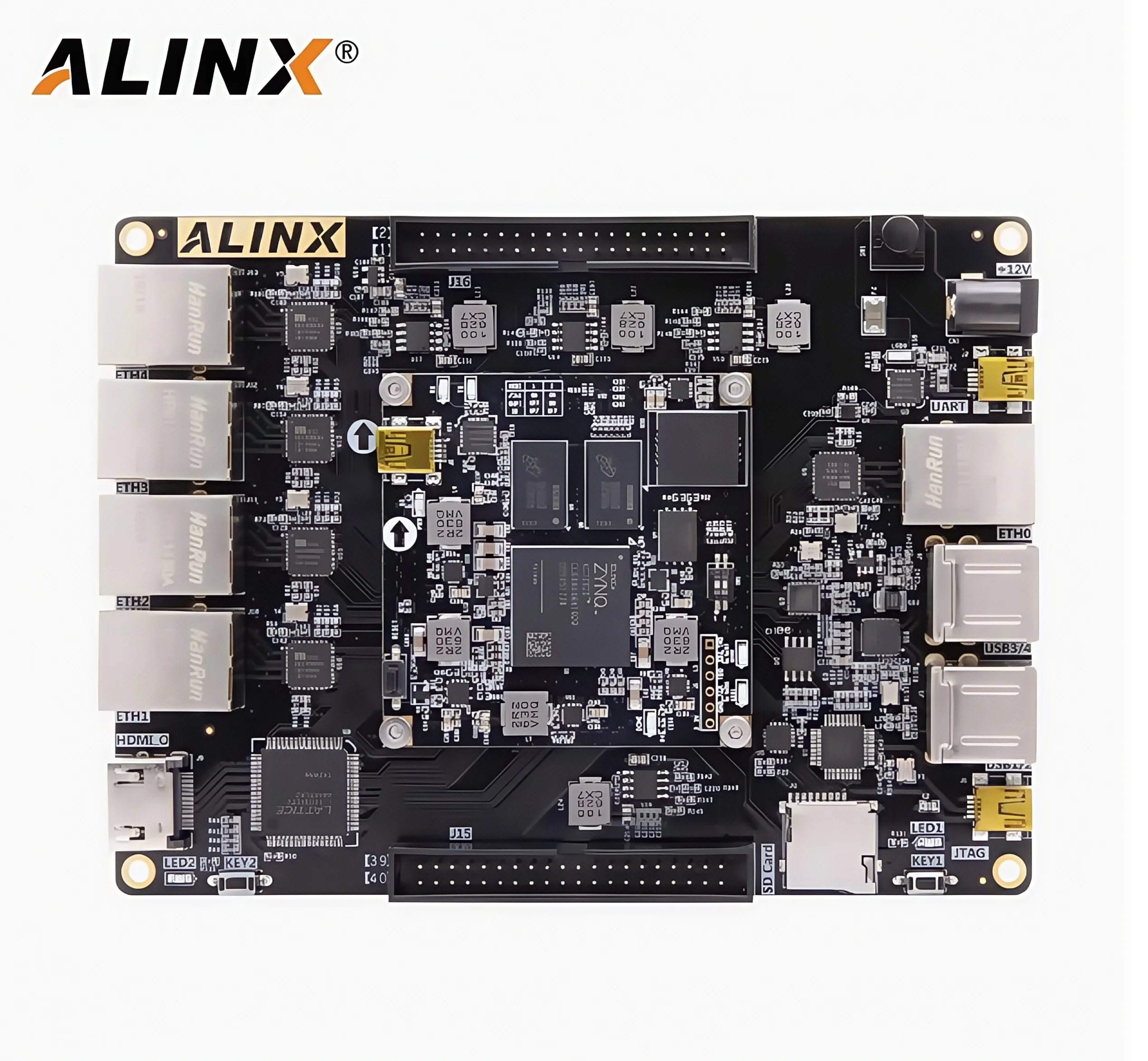 Фото Плата разработки NYFPGA, черно-золотая, ALINX AX7021, на базе XILINX ZYNQ-7000, ARM 7021 7000, многопортовая №3