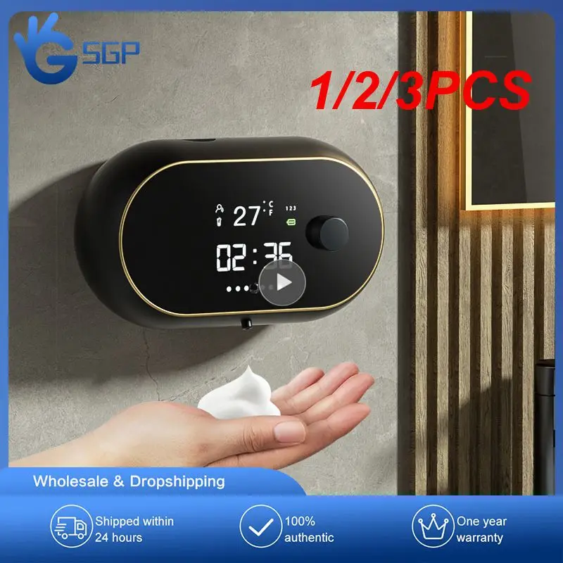 

Автоматический диспенсер для мыла с бесконтактным датчиком, настенное крепление для рук, USB зарядка, дисплей времени и температуры, 1/2/3 шт.