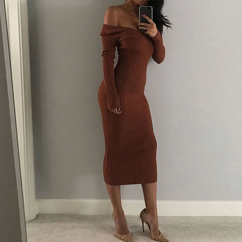 

Knitted Dress for Women 2022 Spring Clothes Long Sleeve Sheath Dress for Female V-Neck Sexy Bodycon Dress Robe Femme