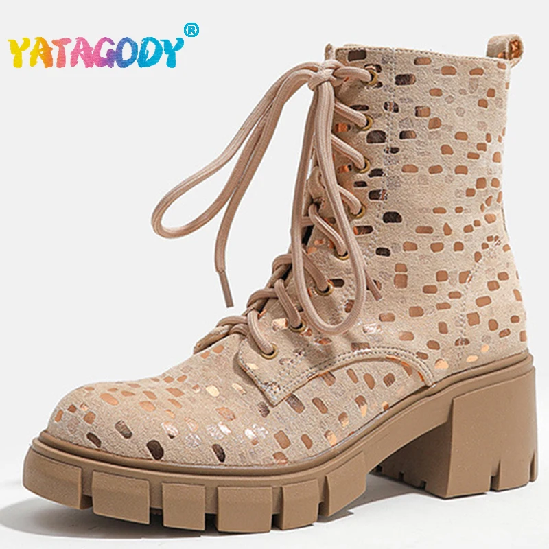 

Женские ботильоны с блестками YATAGODY, зимние полусапожки на толстом высоком каблуке, ботинки челси на платформе и шнуровке, Размеры 35-44