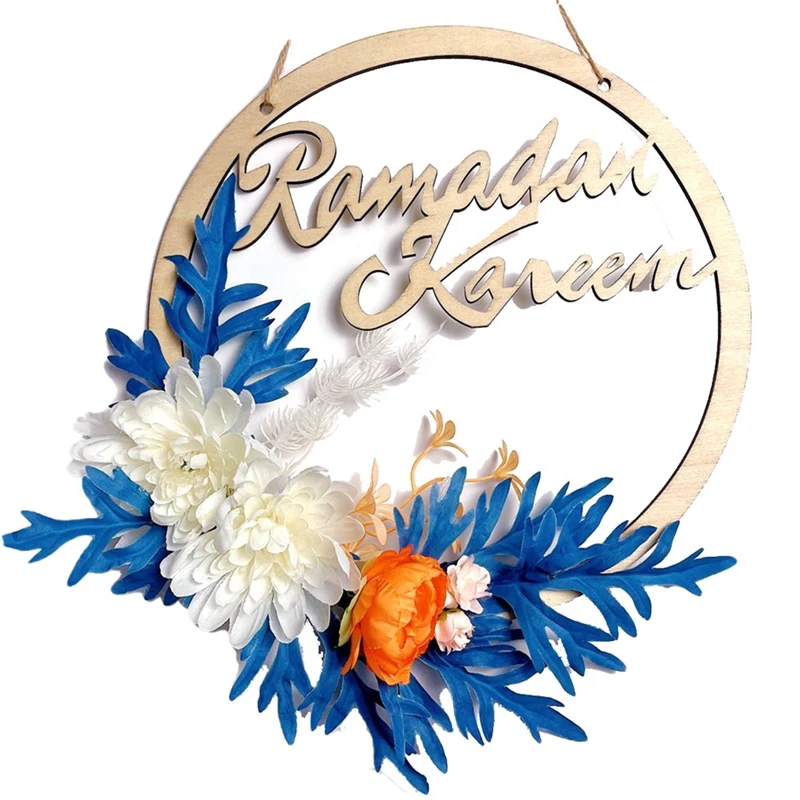 

ИД Рамадан кареем, венки 10 дюймов, искусственные маленькие белые цветы, весенний висячий венок, мубара ислама для входной двери