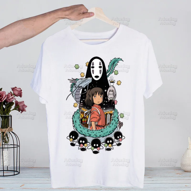 

Studio Ghibli Print T Shirt Harajuku Chihiro Spirited Away TShirts Short Sleeve Fashion Casual Hayao Miyazaki T-Shirt Tops Tees