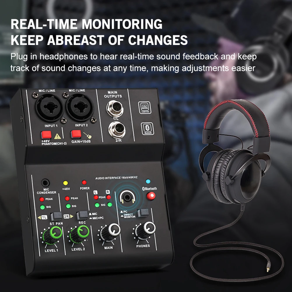 2-канальный аудиоинтерфейс звуковая карта микшерная консоль аудиомикшер