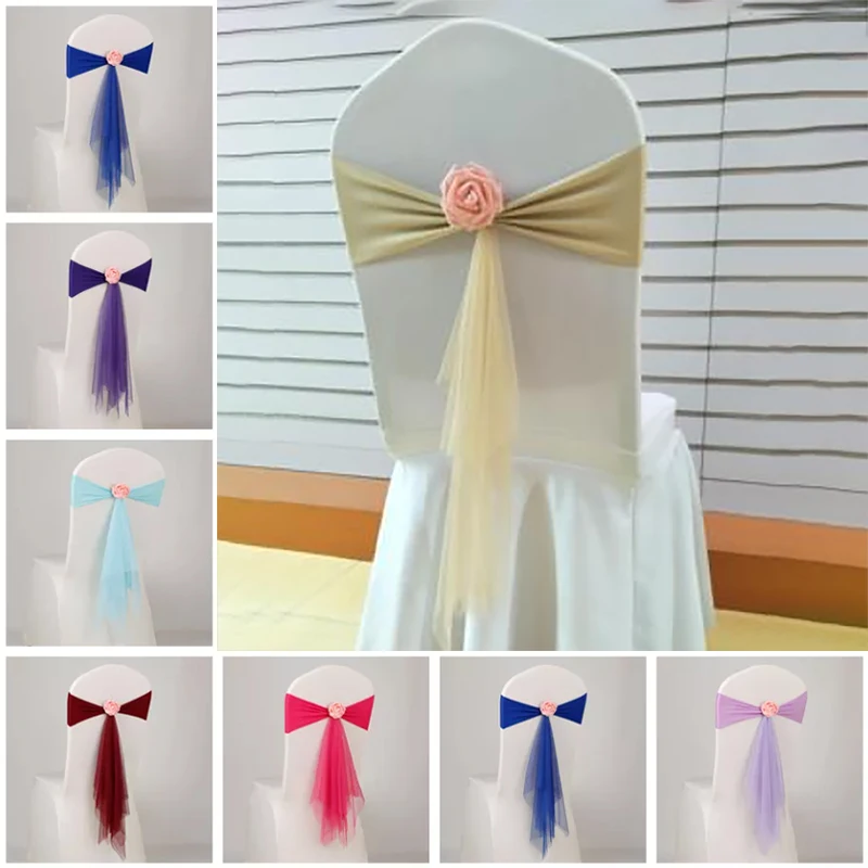 

Spandex Chair Bow Sashes Wedding Indoor Outdoor Chair Ribbon Butterfly Ties For Party Event Hotel Banquet Decorations Soft