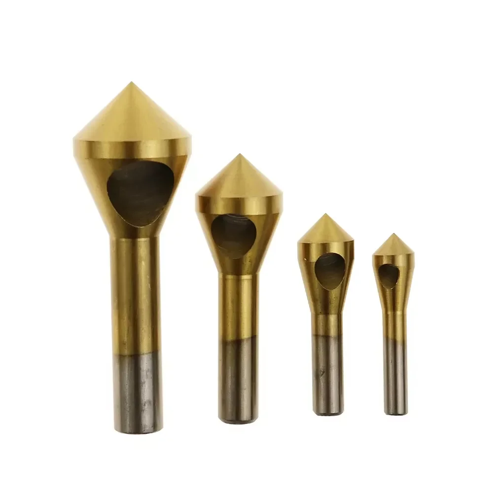 

4pcs/set 2-5/5-10/10-15/15-20mm Titanium Coated Countersink Deburring Center Stepped Metal Drill Bits Expanding Chamfering Tools