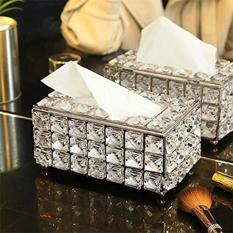 

Fashion Creative Crystal Tissue Box European Style Toilet Pumping Household Storage Napkin Case Crystal Napkin Box