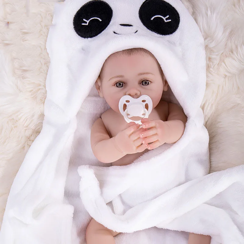 

Lifelike Silicone Vinyl Doll Baby Reborn 43cm Realistic Cute Babies Dolls With Lovely Panda Clothes Kids Playmate