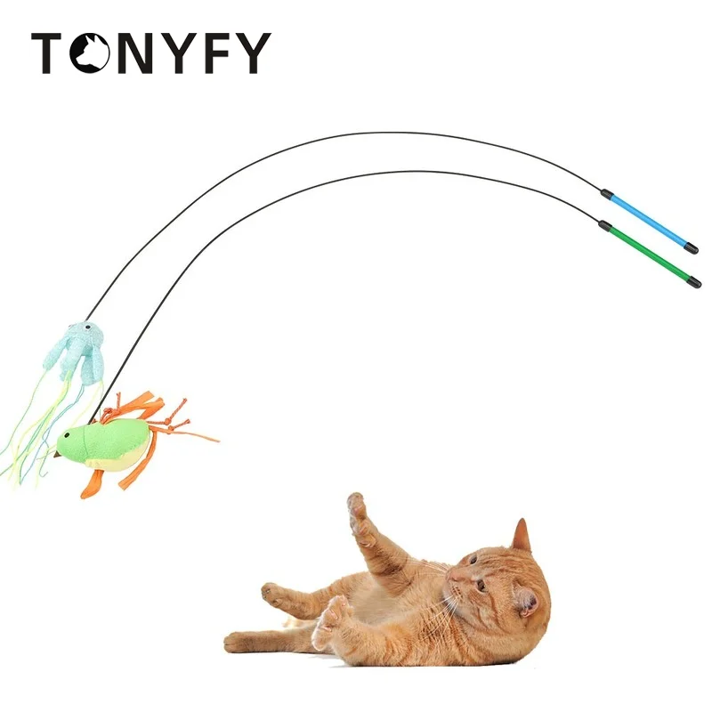 

Cute Animal Funny Kitten Cat Teaser Interactive Rod Toys for Pet Cats Stick Wire Chaser Wand Kitten Playing Catch Games Toy