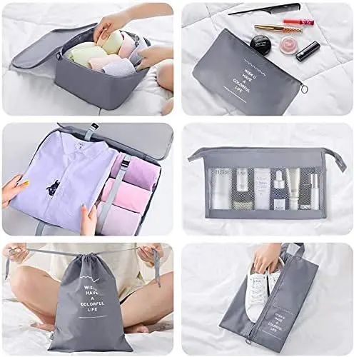 Packing Cubes, 8pcs Compression Packing Cubes as Suitcase Organizer Bags set of Travel Essentials (gray)