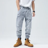 men ripped washed slim fit danim jeans fashion classic hole straight cool summer streatwear casual male long pants