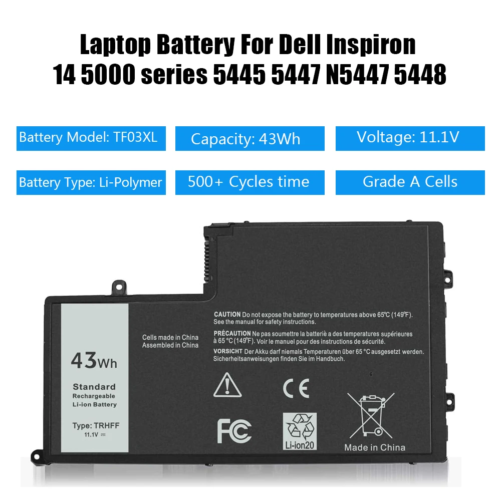 LISCN 43 Втч TRHFF Аккумулятор для ноутбука DELL Inspiron 14 5000 5445 5447 N5447 5448 15 5542 5543 5545 5547 N5547 I5547