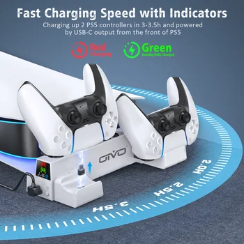 OIVO for PS5 Console Horizontal Cooling Stand PS5 Base Holder PS5 Controller Charger for Playstation 5 Disc & Digital Editions 4