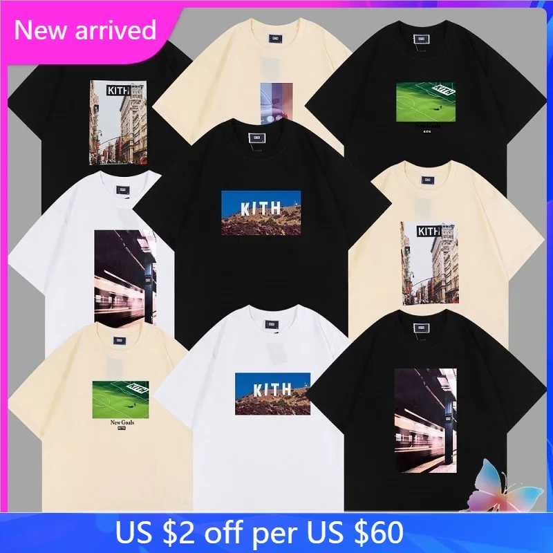 

Summer Loose KITH Tshirt Hight Quantity Print Cotton Short Sleeve Tee