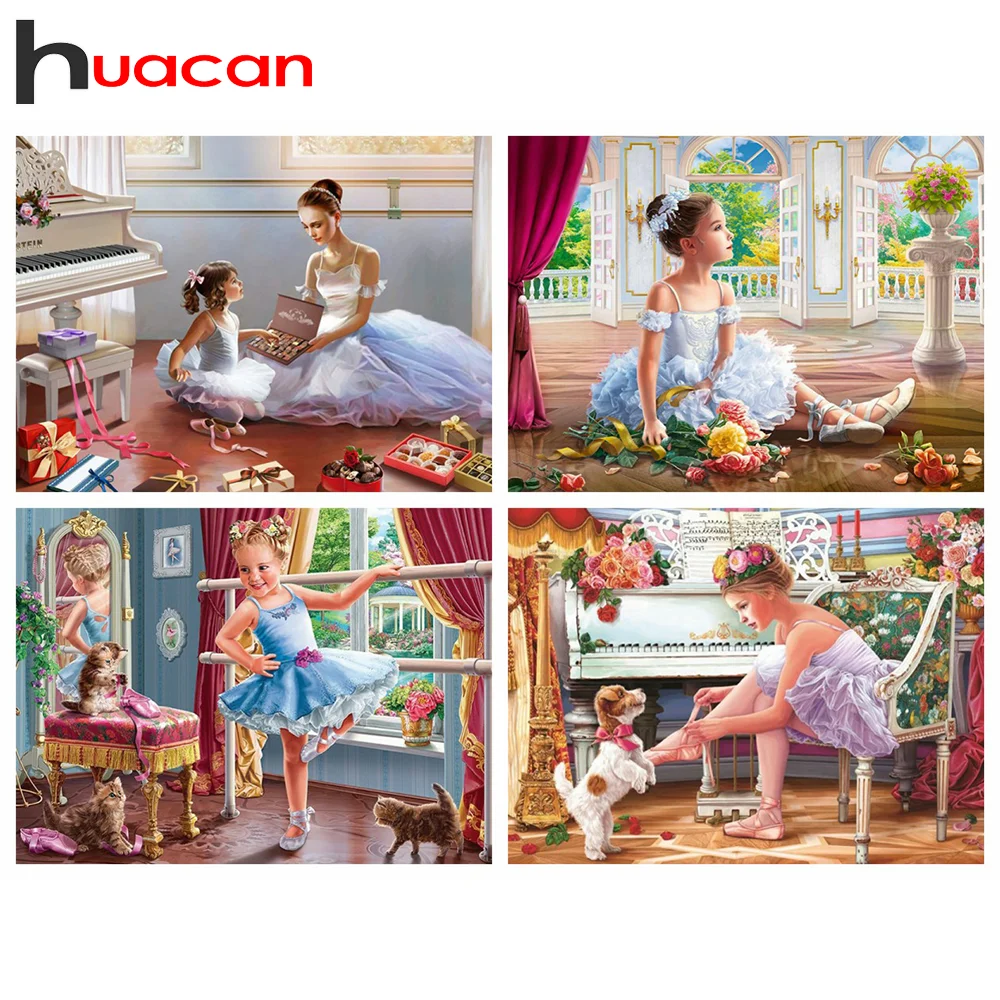 

Набор для алмазной живописи Huacan, балетка для девочек, творческие хобби, вышивка крестиком, предметы рукоделия, домашний декор