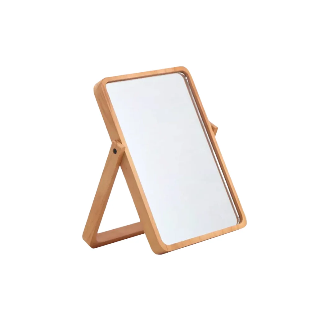 

Mirror Makeup Vanity Table Foldable Tabletop Wood Folding Mirrors Hanging Portable Standing Desktop Desk Wall Decor Vintage