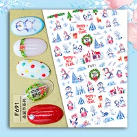 10pcs diy christmas collection nail art sticker 3d snowman snowflake self adhesive nail slider with adhesive nail art decal