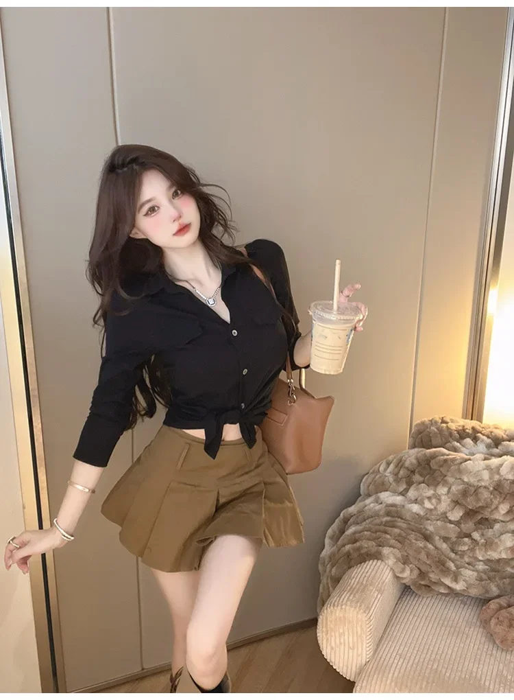 Эстетическая укороченная футболка с длинными рукавами Pure Desire для женщин