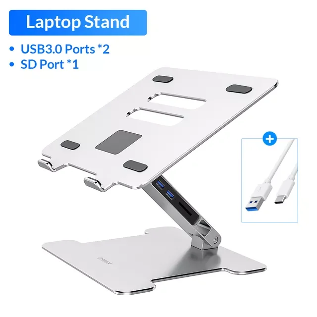 

ORICO Aluminum Riser Foldable Laptop stand Notebook Holder Portable Laptop Cooling Stand with USB3.0 HUB and SD Port for MacBook