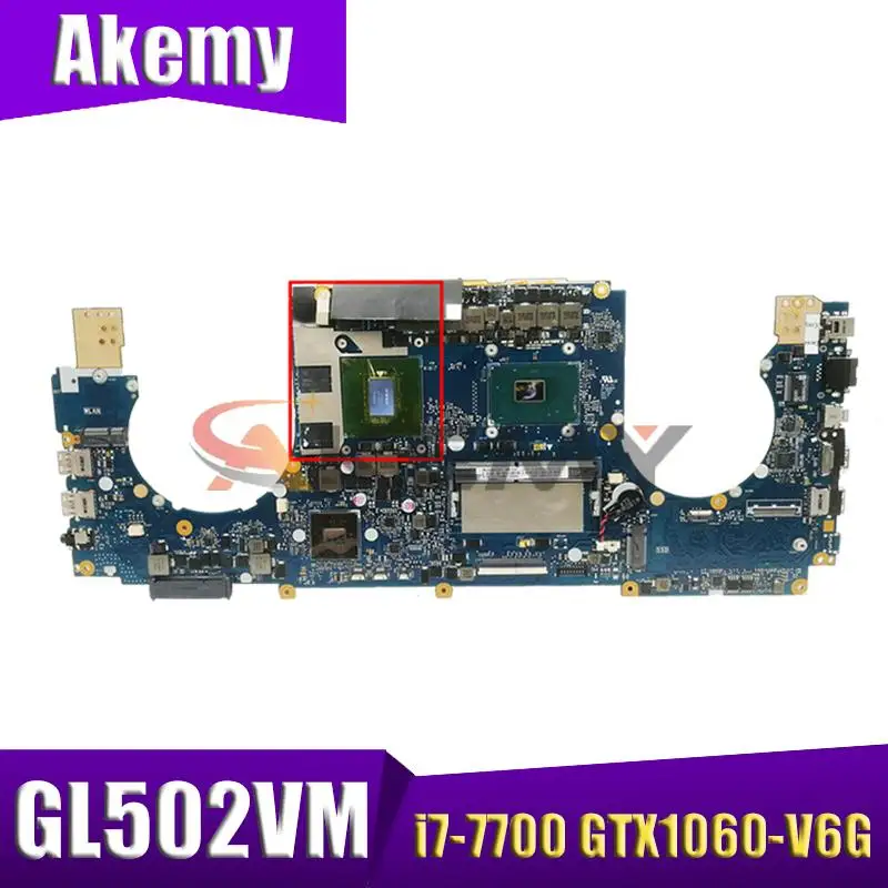 

100% working for asus GL502VMZ laptop motherboard GL502VM notebook mainboard with CPU i7-7700 GTX1060-V6G GPU rev.2.1 tested ok