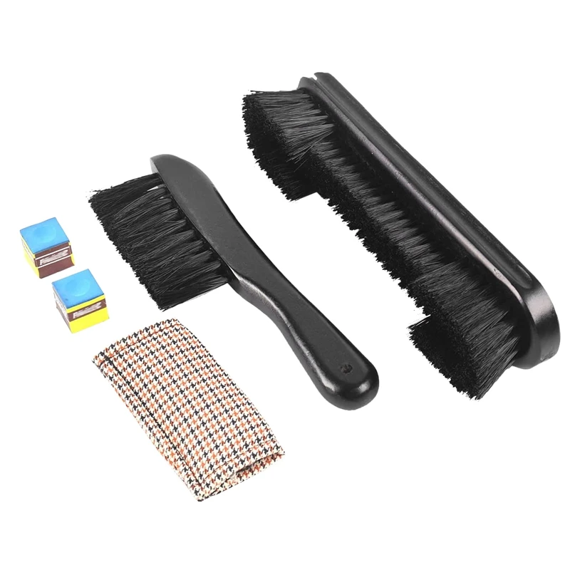 

Billiards Pool Table and Rail Brush Cleaning Tools Set with Cloth Cue Shaft Slicker Snooker Table Cleaning Brush Kit