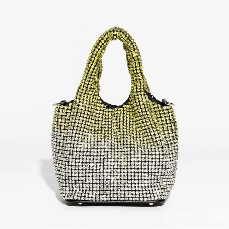 Luxury Diamonds Bucket Bag Designer Brand Women Handbags Shinny Rhinestone Mesh Shoulder Crossbody Bags Evening Party Purse 2022