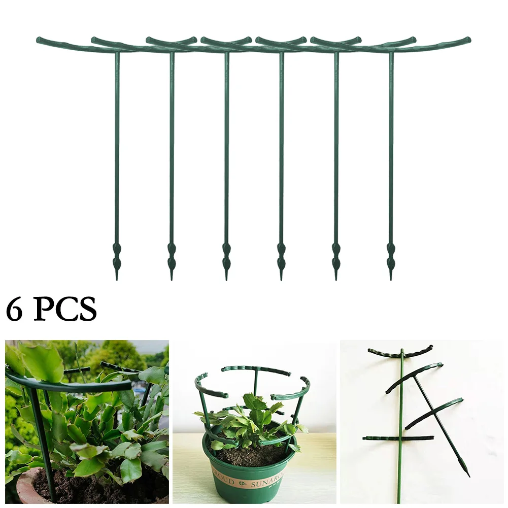 

6PCS Plastic Stakes Plant Support Stand Frame Pile Stand For Flower Greenhouse Arrangement Rod Holder Orchard Garden Bonsai Tool