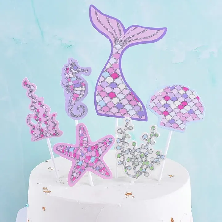 

1Set Mermaid Party Cake Decor Supplies Adorable Glitter Mermaid Tail Cupcake Topper for Birthday Baby Shower Mermaid Theme Party