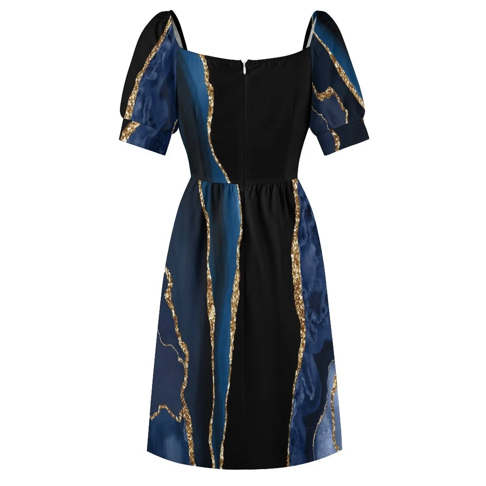 Элегантное платье с абстрактным синим и золотым современным геодовым агатом