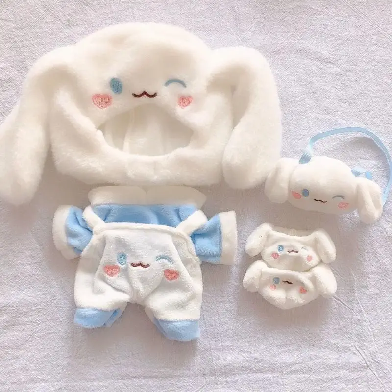 

Kawaii Doll Plush Accessories Anime Cinnamoroll for 20Cm Doll Hood Hat Bag Overalls Cartoon Clothes Suit Plushie Soft Toys Gifts