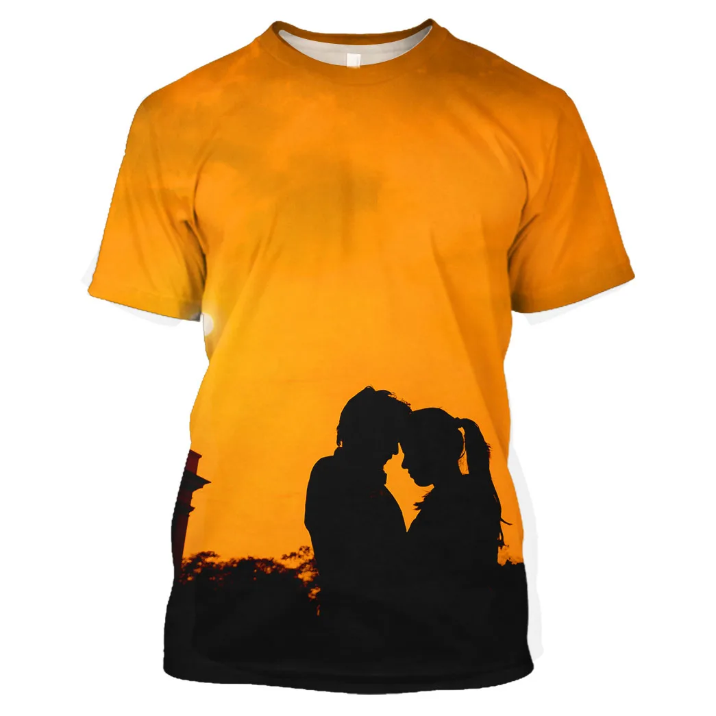 

Футболка мужская с 3D-принтом, Удобная тонкая Повседневная дышащая футболка оверсайз с круглым вырезом и коротким рукавом, с романтическим у...