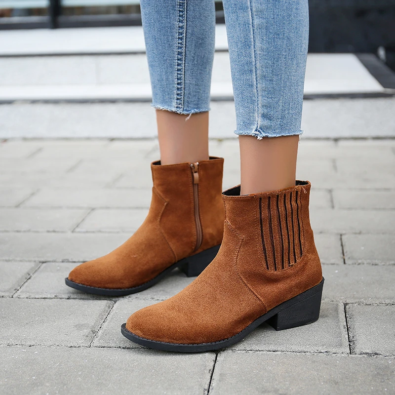

Women's Boots Autumn and Winter 2022 Fashion European and American Sexy Pointed Toe Style Plus Size Elastic Ankle Boots Women