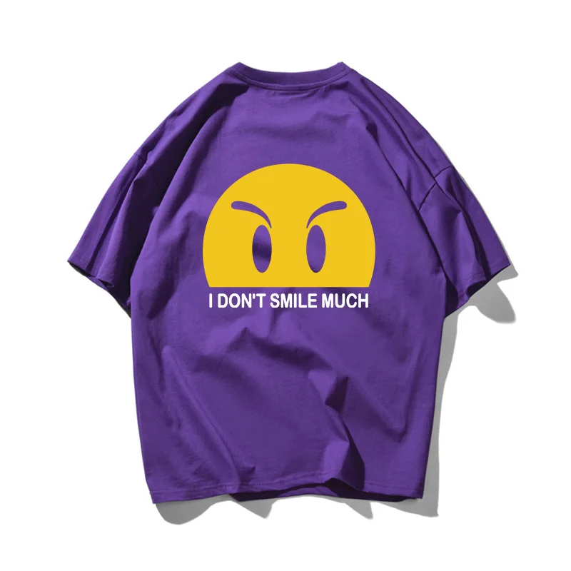 

Original Brand Loose Fitting Short Sleeved T-shirt for Men and Women with Smiling Faces High Street Cotton Tee Large Tops