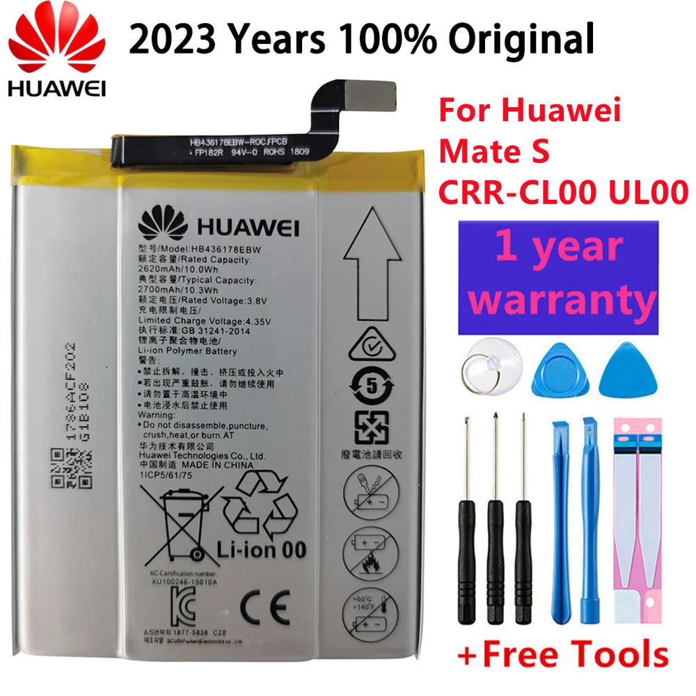 

Оригинальный аккумулятор для телефона Hua Wei HB436178EBW для Huawei Mate S CRR-CL00 UL00 2700 мАч, сменные батареи, Бесплатные инструменты