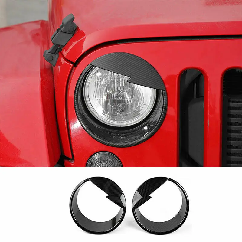 

For 2007-2017 Jeep Wrangler JK ABS Carbon Fiber Front Headlight Lamp Cover Trim