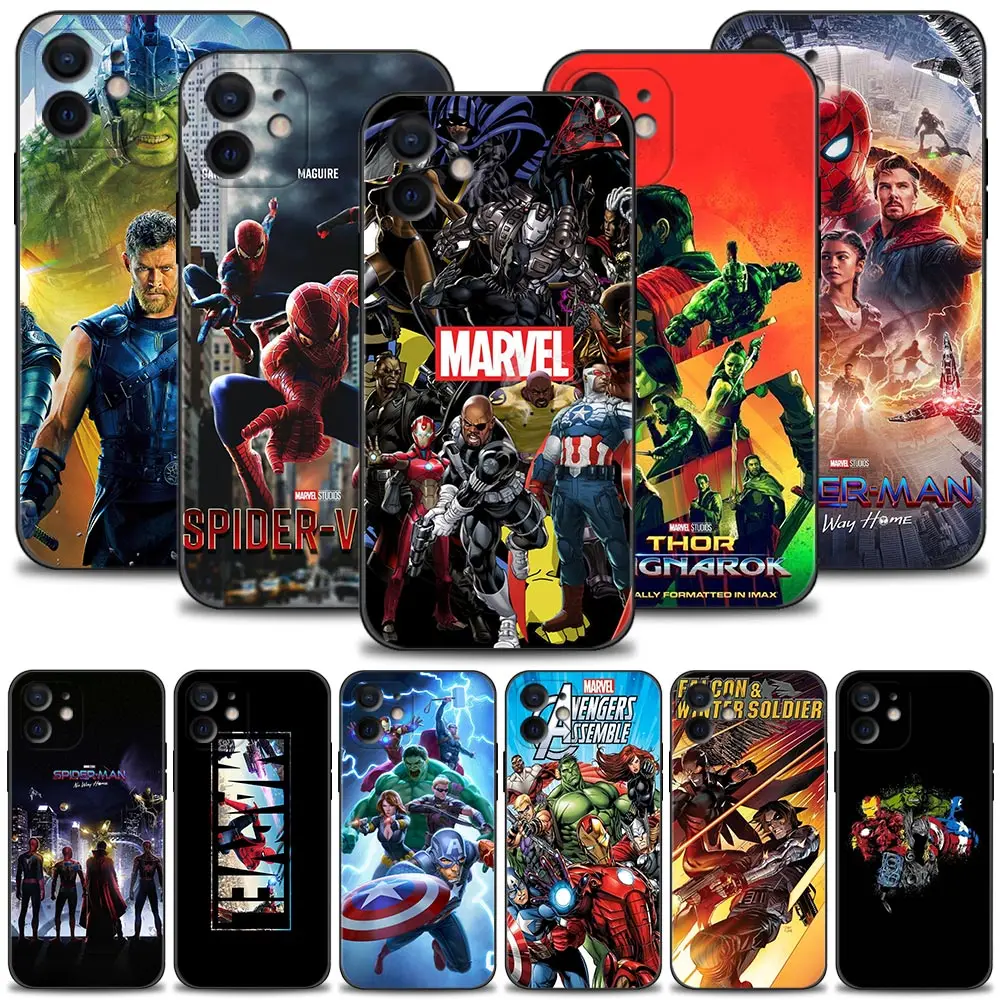 

Case for iPhone 13 11 12 Pro Max XR X Funda 13promax 11promax XSmax Coque 7 8 6 6s plus Cover Marvel Spider-Man Actor And Hulk