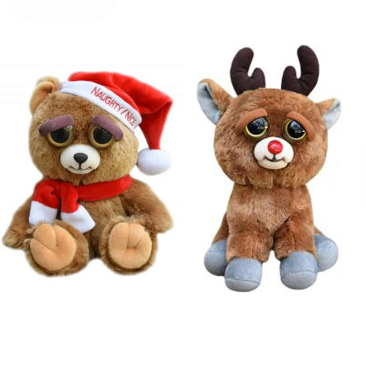 Feisty Pets Toys Xmas Deer Bear Funny Face Changing Christmas Gift for Kids Soft Toys Angry Horse Fox Animals Stuffed Plush Toys