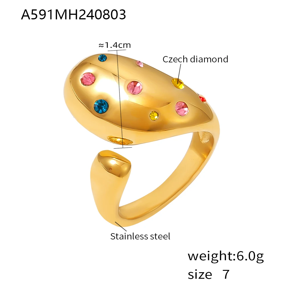 markii Trendy Pierścionki ze stali nierdzewnej dla kobiet 18-karatowe pozłacane wodoodporne geometryczne kolorowe sześcienne cyrkonie pierścionek