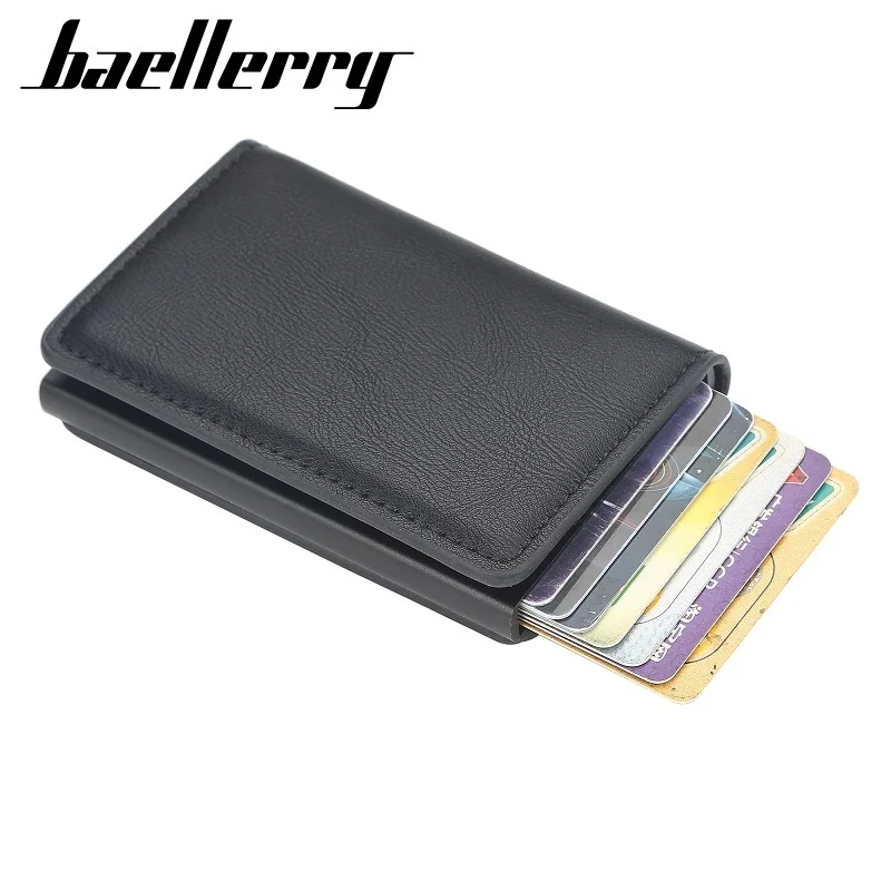 

New Antitheft Men Vintage Credit Card Holder Blocking Rfid Wallet PU Leather Unisex Security Information Aluminum Purse