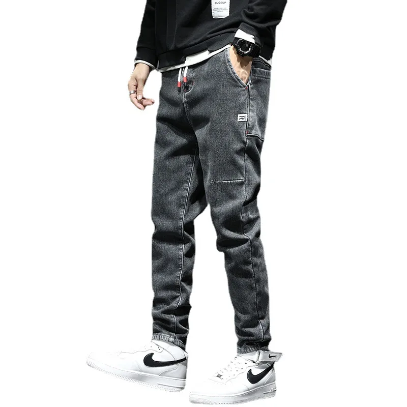 Winter New Plus Velvet Thickened Elastic Jeans Men's Slim All-Match Loose Slim Straight-legged Trousers Long Trousers