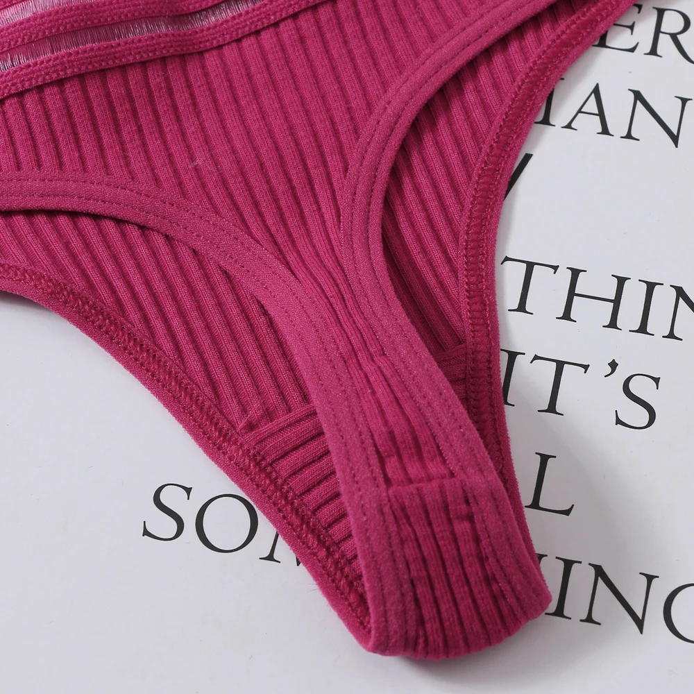 3 Pcs/ Women's Sexy Lingerie Panties Women's Thongs Solid Color Cutout Panties Comfortable Cotton Briefs Sheer Underwear images - 6